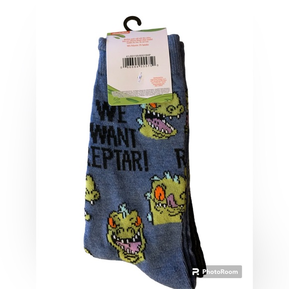 Nickelodeon Rugrats 2 pair crew socks size 6.5-12 new nwt Reptar Chuckie - Picture 2 of 3